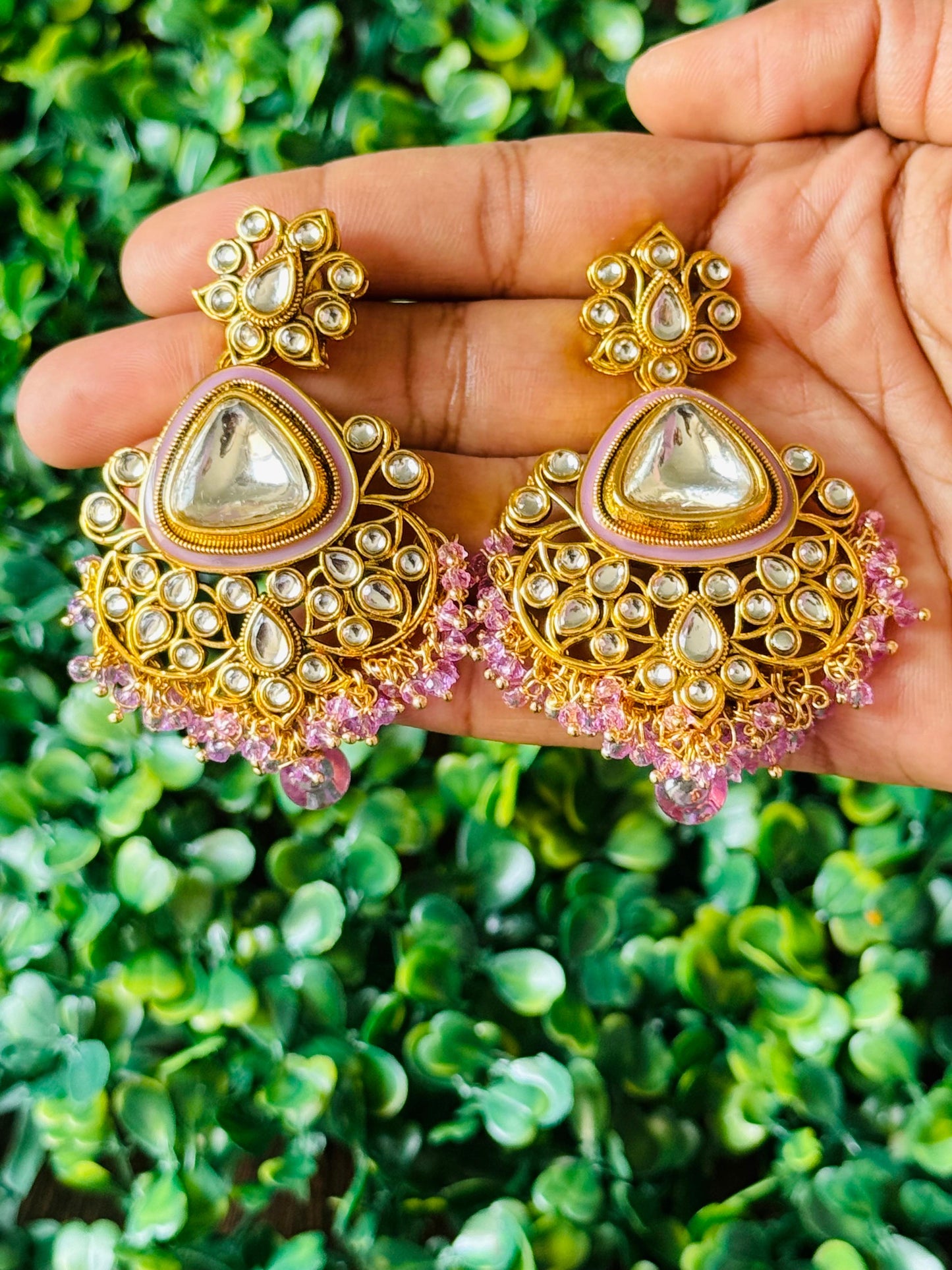 Majestic Kundan Meenakari Multicolor Chandbali Earrings