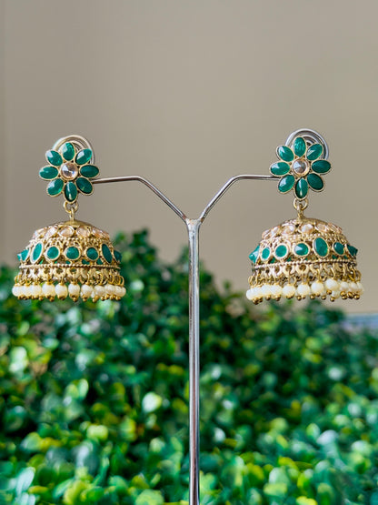 Vanshika Green Small Jhumkas