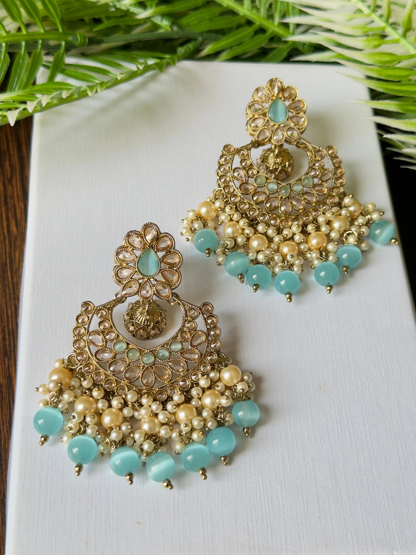 Elegant Aqua blue Chandelier Earrings