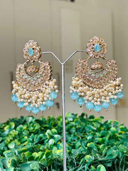 Elegant Aqua blue Chandelier Earrings