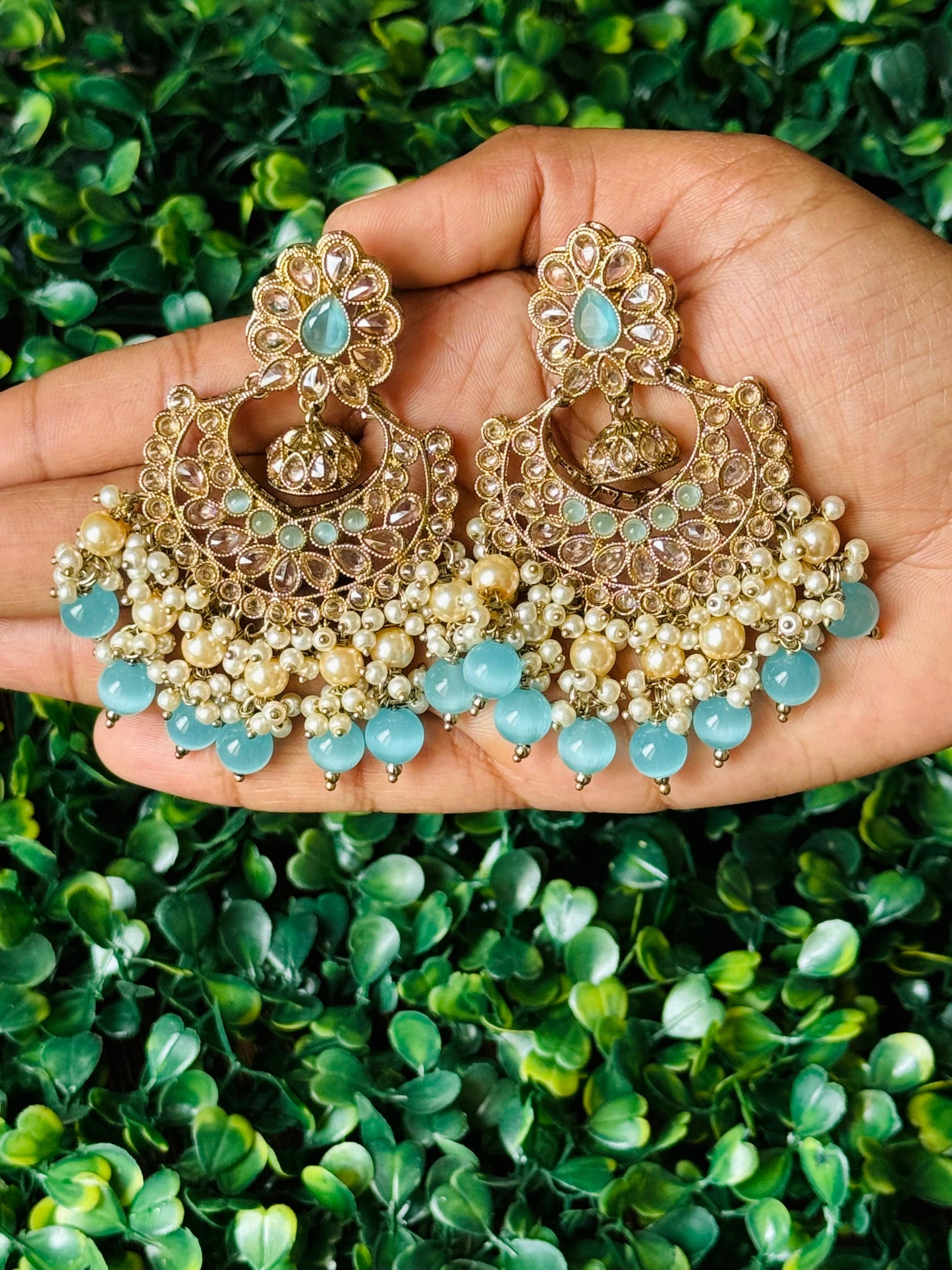 Elegant Aqua blue Chandelier Earrings