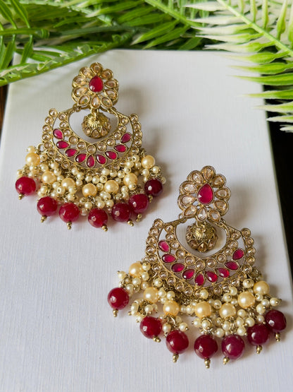 Elegant Red Chandelier Earrings