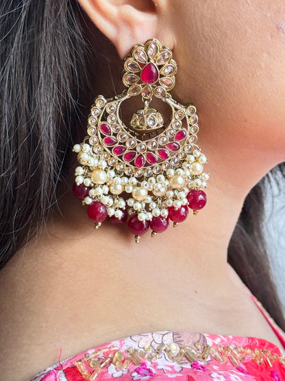 Elegant Red Chandelier Earrings