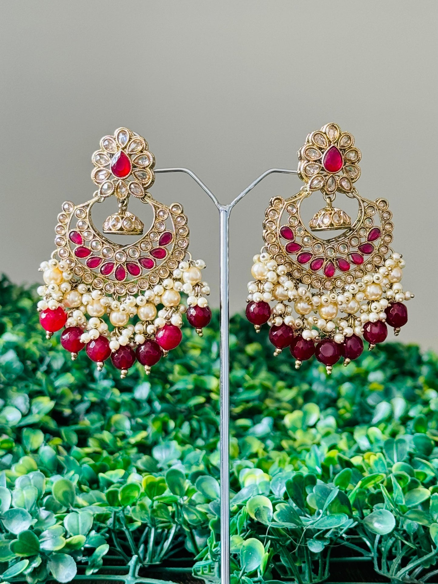 Elegant Red Chandelier Earrings