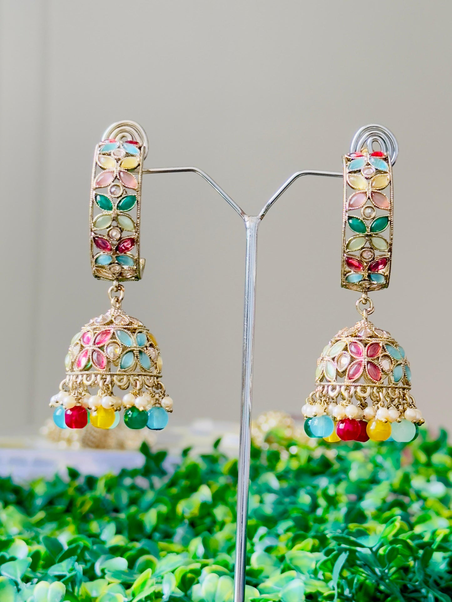 Shivangi Multicolor Half Hoop Jhumkas