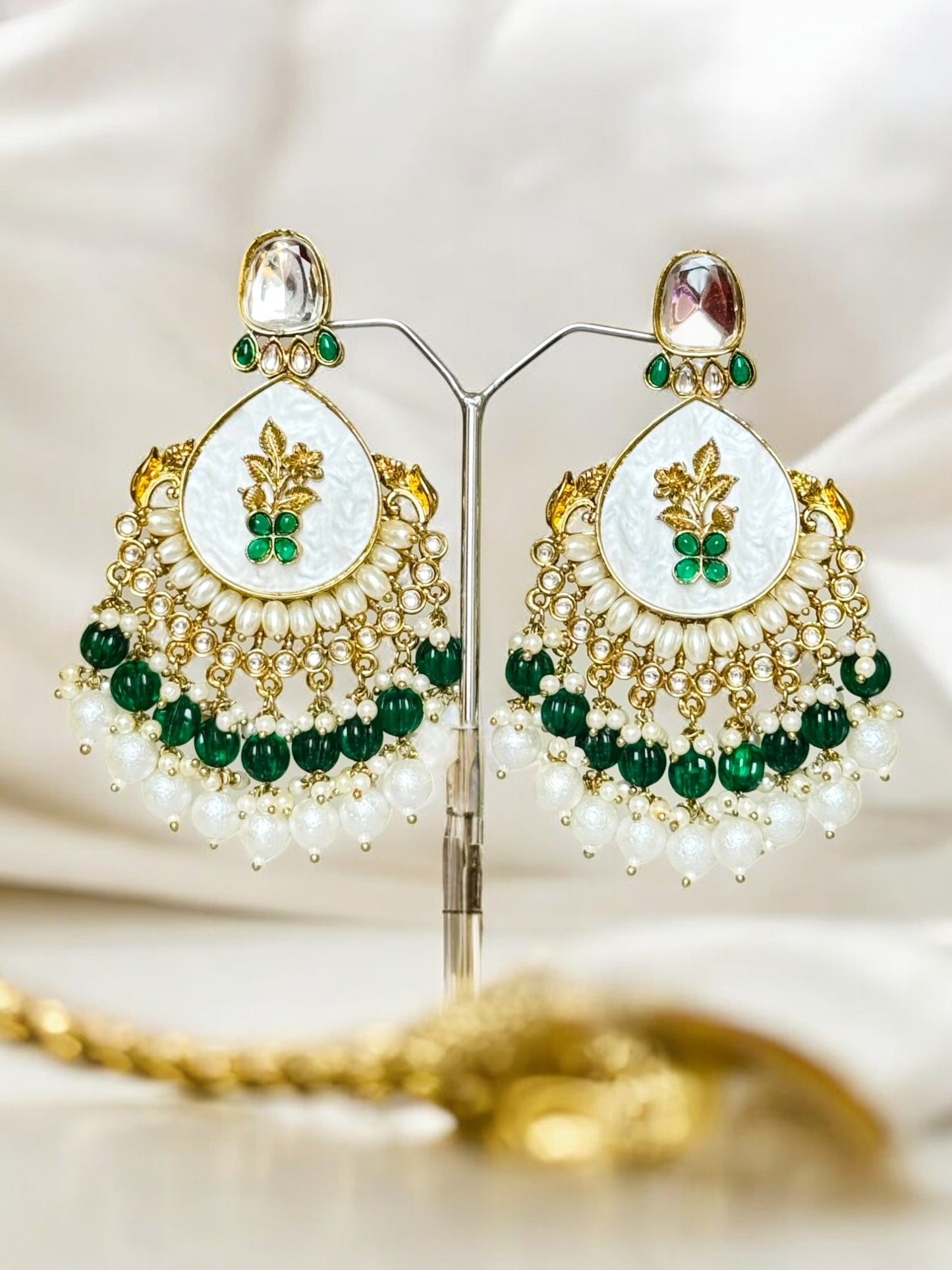 Tanya Kundan Pearl Chandbali Earrings