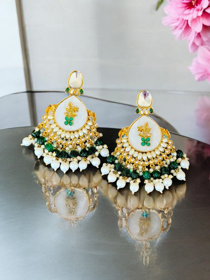 Tanya Kundan Pearl Chandbali Earrings