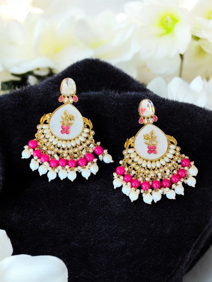 Tanya Kundan Pearl Chandbali Earrings