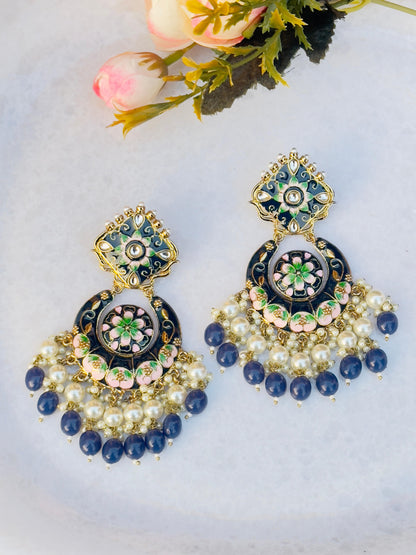 Ruhani Meenakari Chandbali Earrings