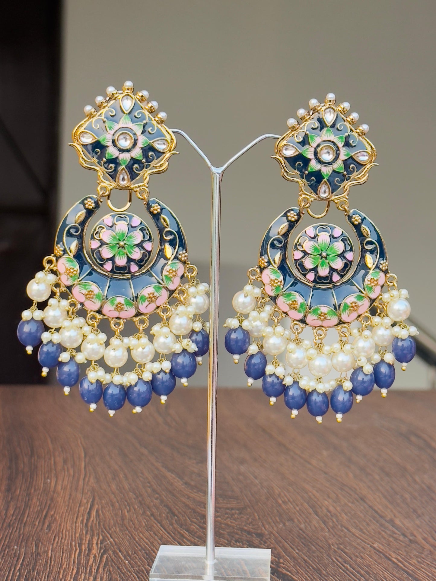 Ruhani Meenakari Chandbali Earrings