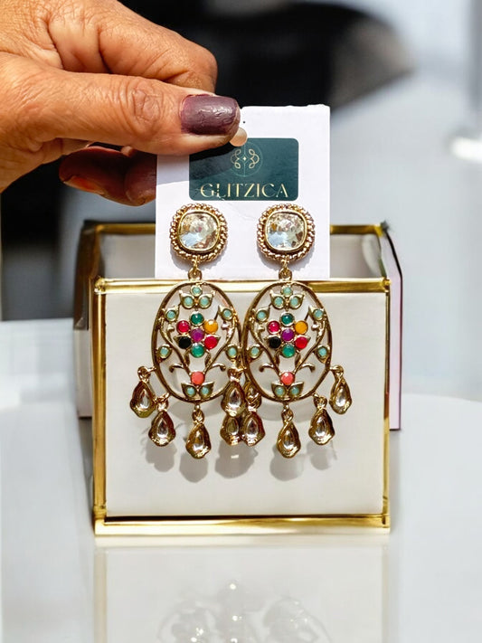 Maysha  Multicolor Kundan Earrings