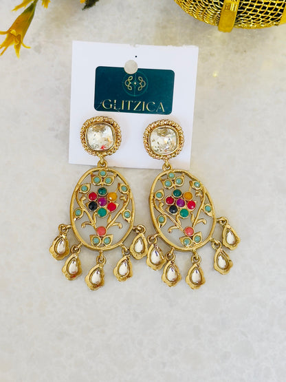 Maysha  Multicolor Kundan Earrings