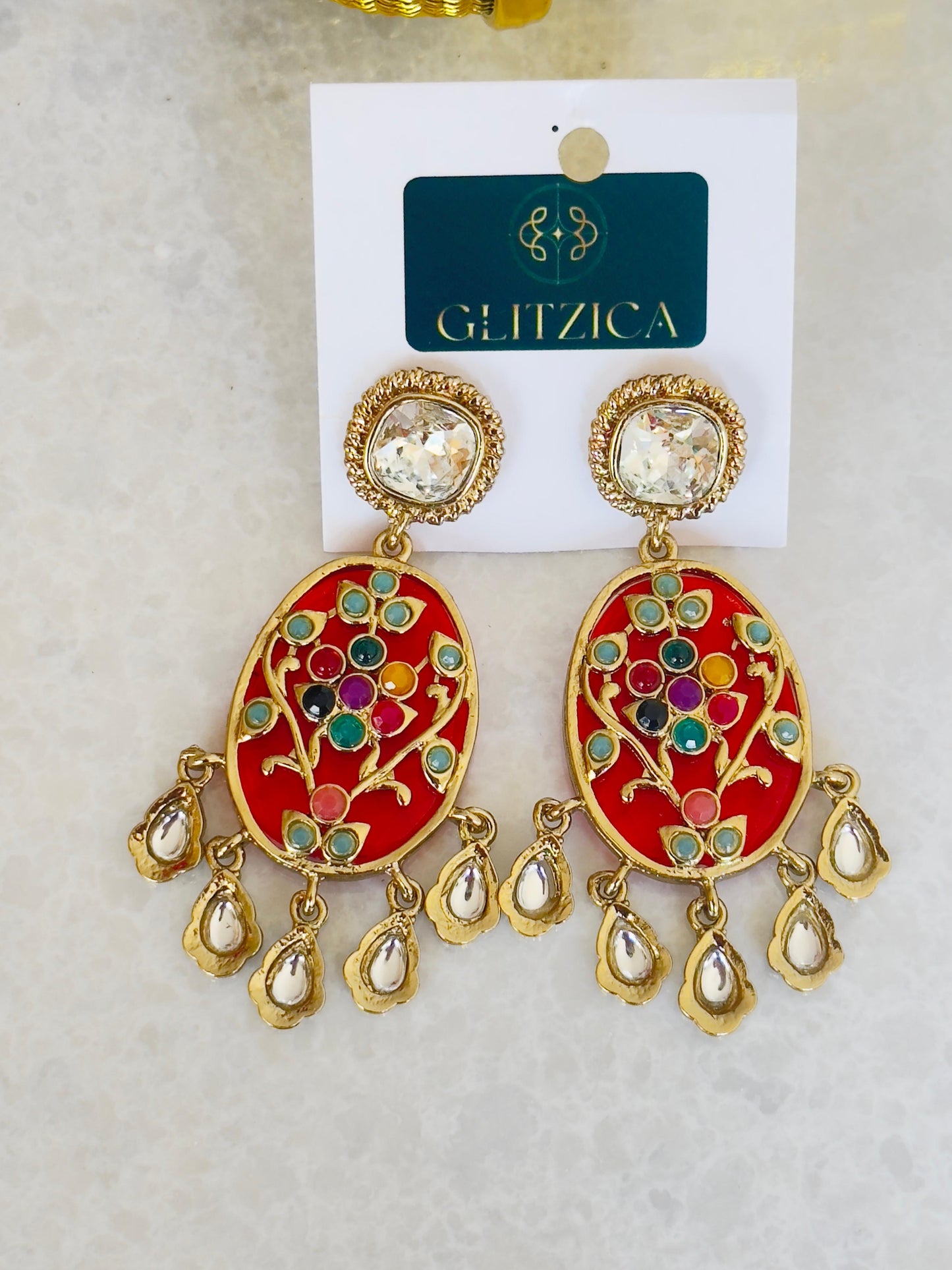 Niya Kundan Multicolor Stone Jhumkas