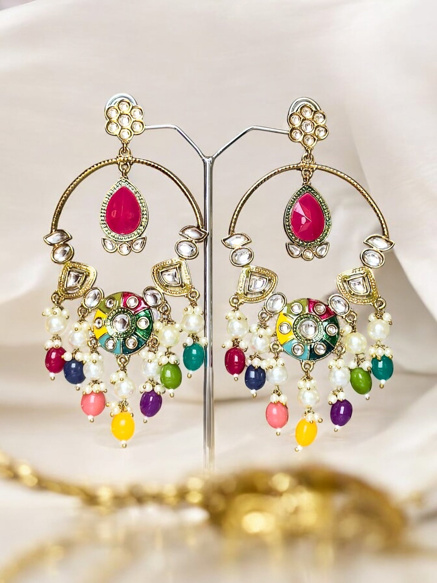 Snera Kundan Chandbali Earrings