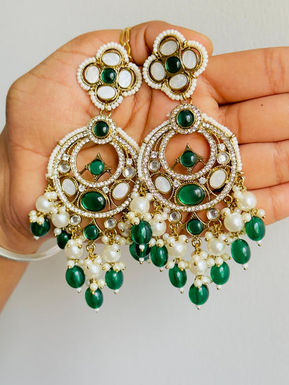 Radiant Green Vintage Chandbali Earrings