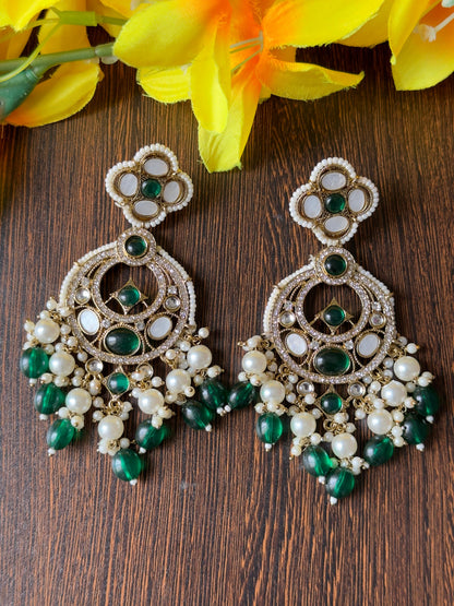 Radiant Green Vintage Chandbali Earrings