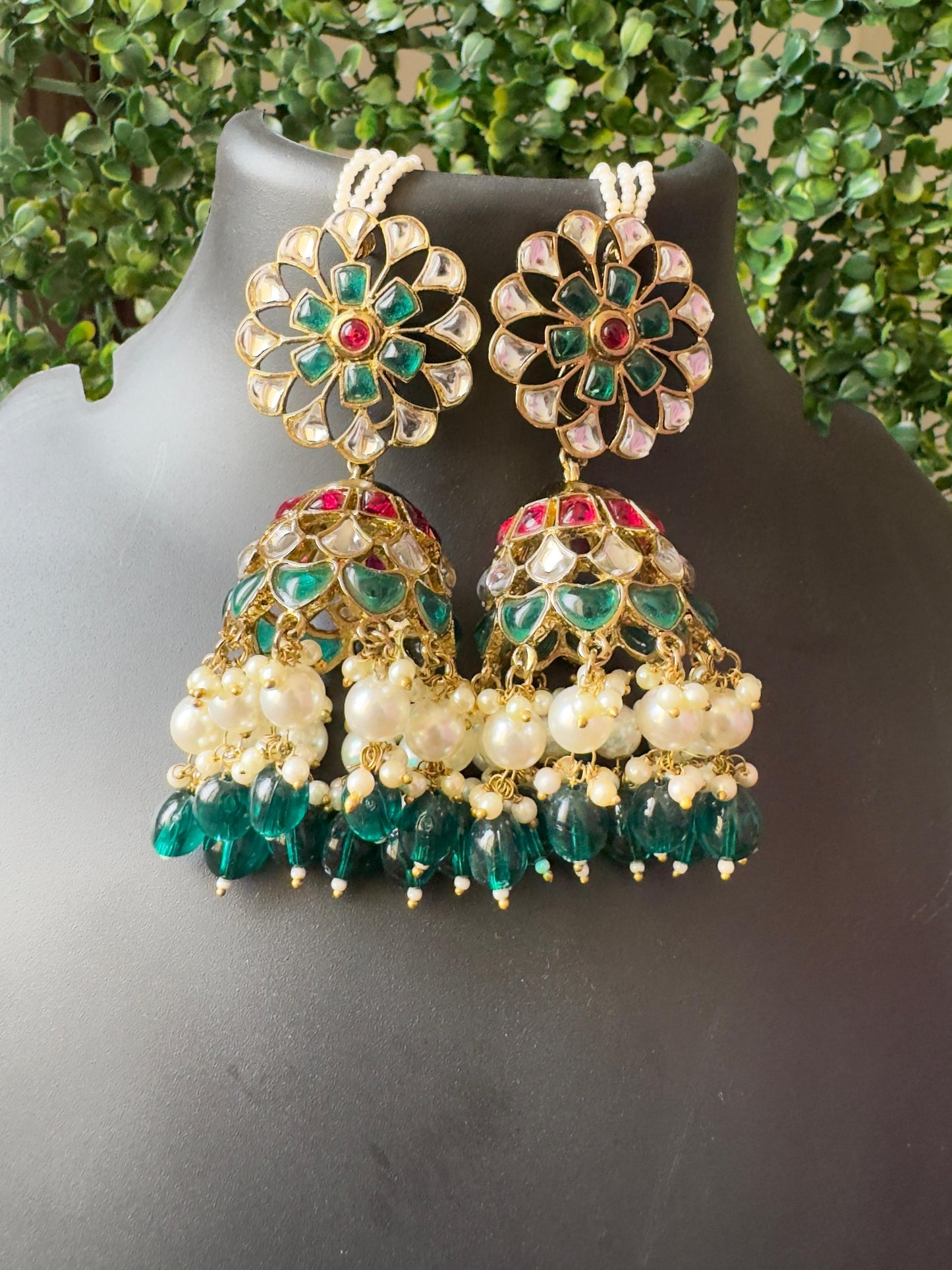 Emerald Rani Bloom Jhumkis