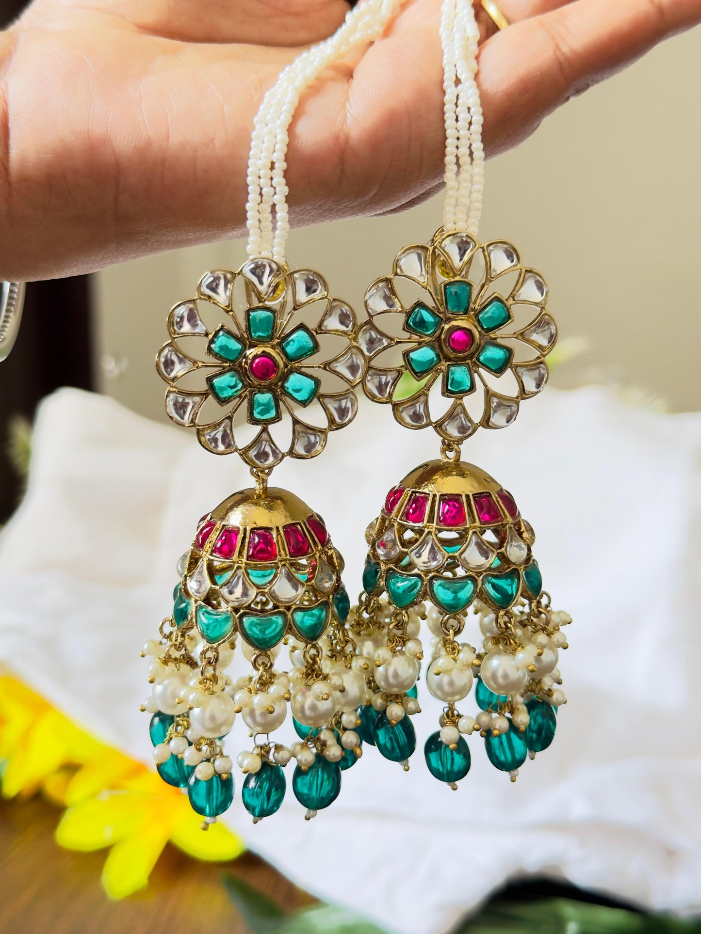 Emerald Rani Bloom Jhumkis