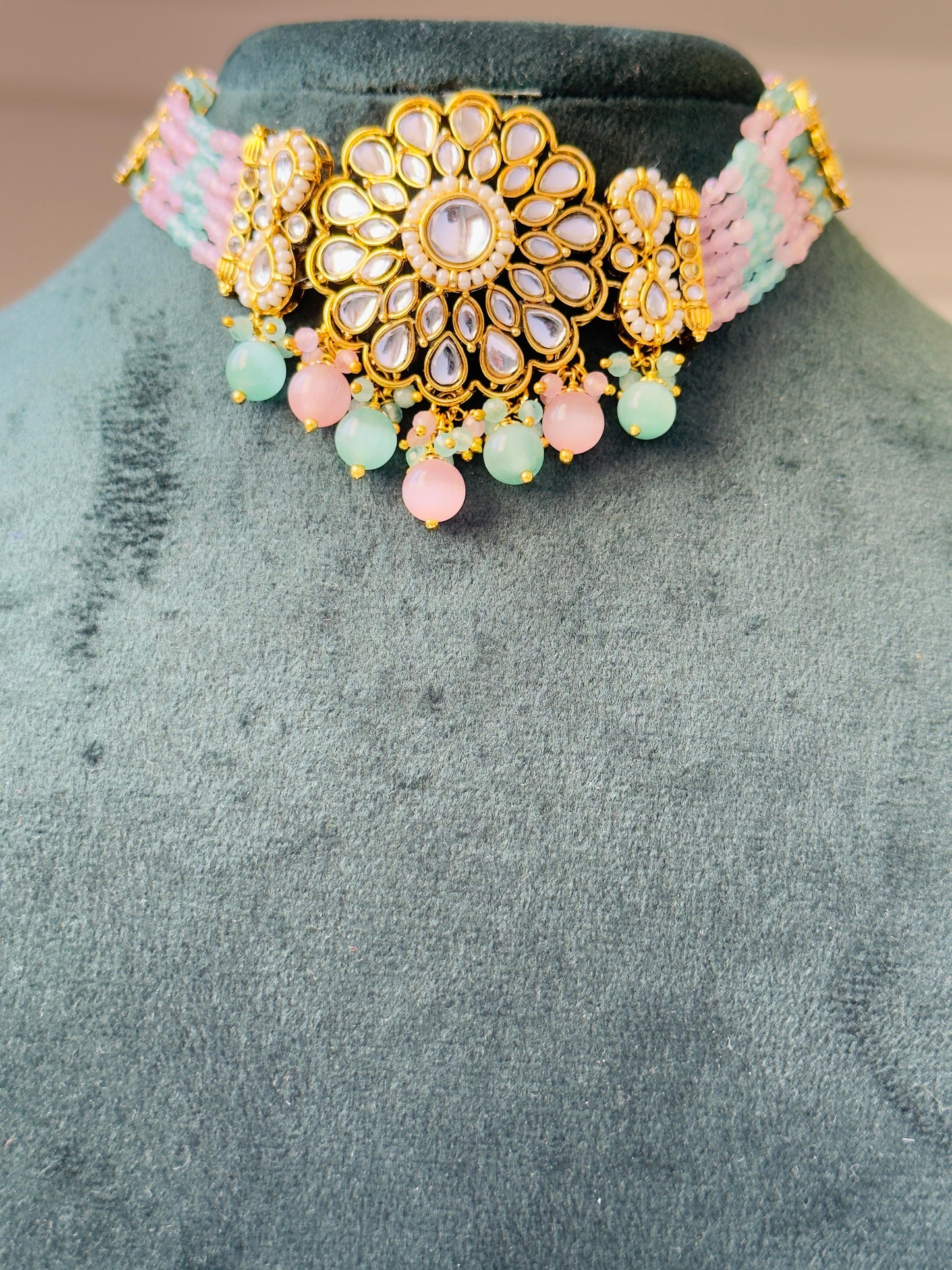 Drishti Kundan and Beaded Floral Choker Set