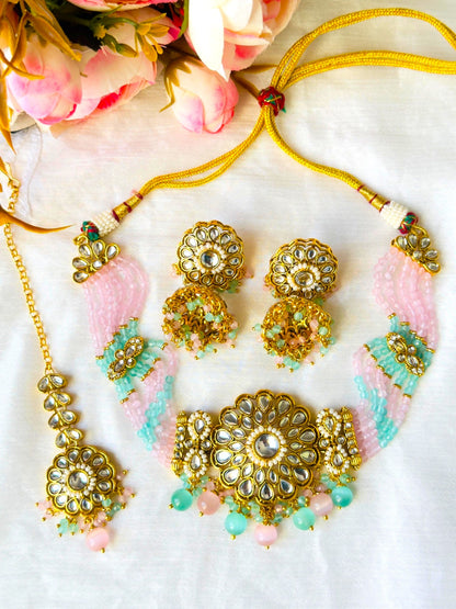 Drishti Kundan and Beaded Floral Choker Set