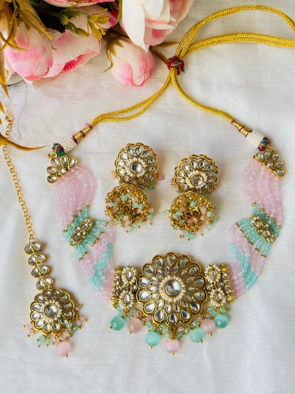 Drishti Kundan and Beaded Floral Choker Set