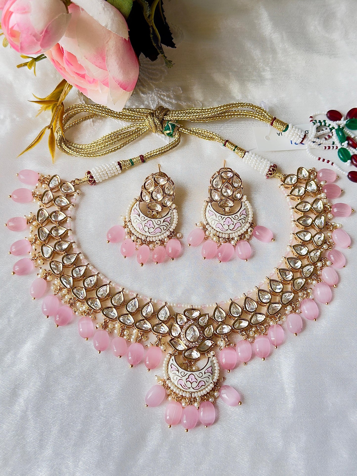 Ratnakar Pachi Kundan Polki Meenakari Necklace Set