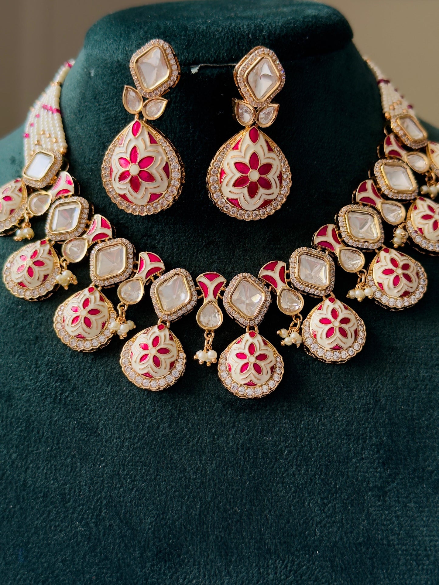 Yukti Rajwadi Polki Meenakari CZ Necklace Set