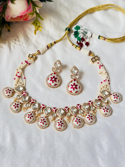 Yukti Rajwadi Polki Meenakari CZ Necklace Set