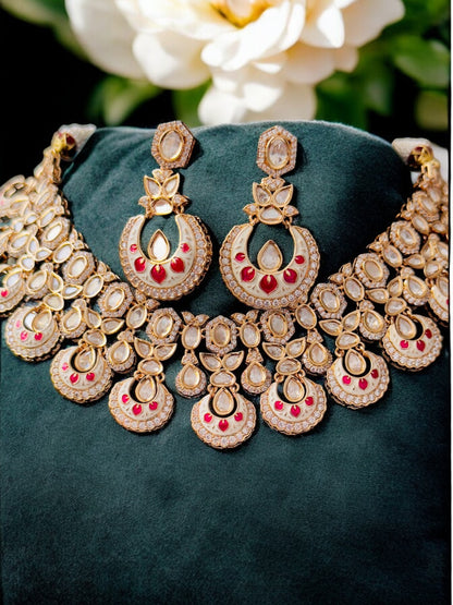 Akira Rajwadi Polki Meenakari CZ Necklace Set