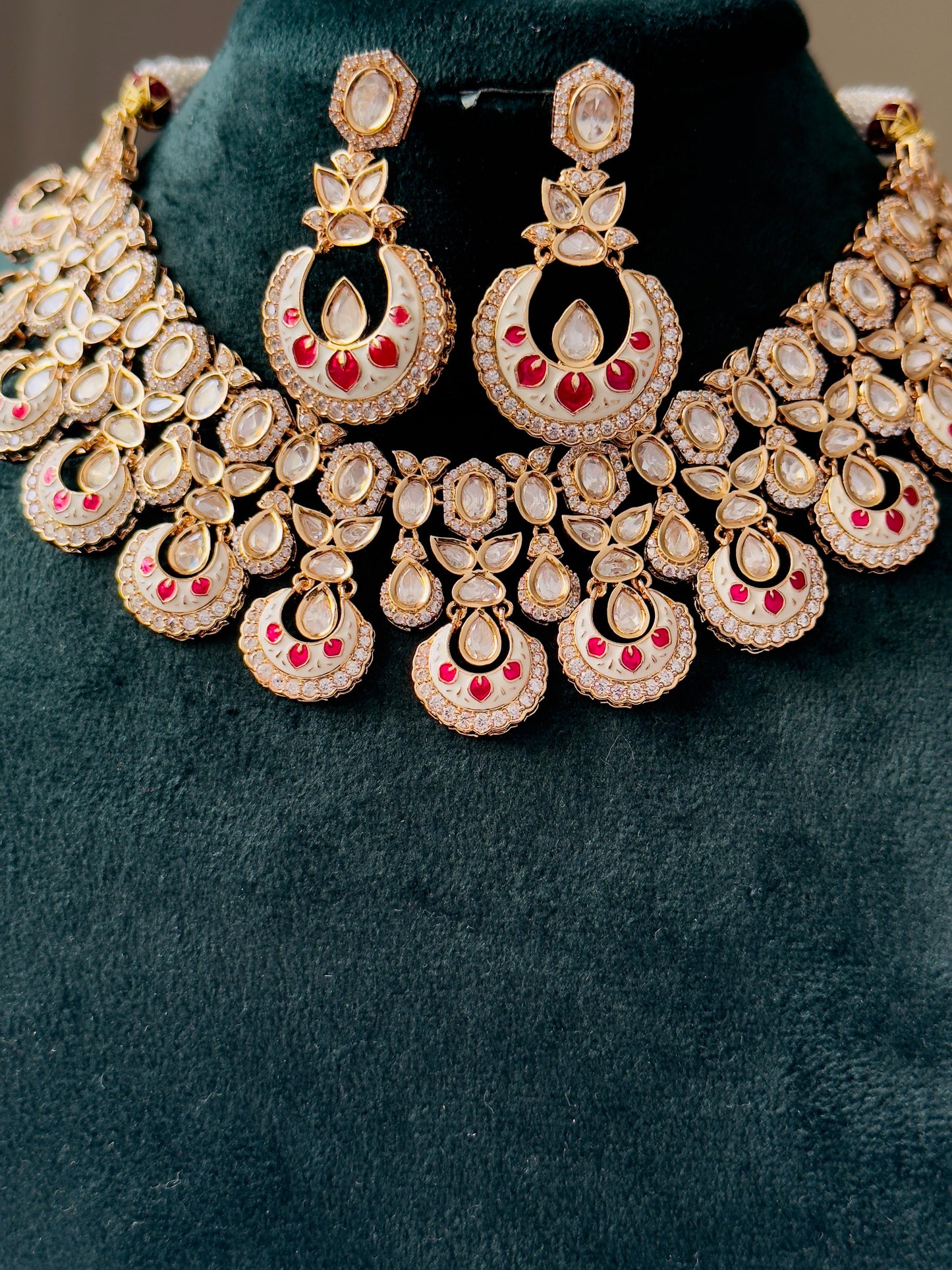 Akira Rajwadi Polki Meenakari CZ Necklace Set