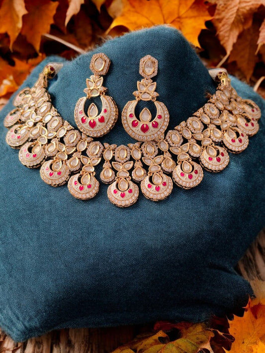 Akira Rajwadi Polki Meenakari CZ Necklace Set