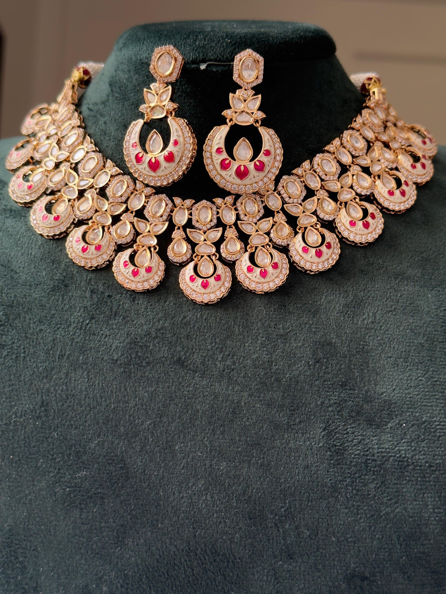 Akira Rajwadi Polki Meenakari CZ Necklace Set