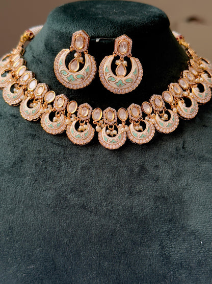 Shubha Polki CZ Rajawadi Necklace Set