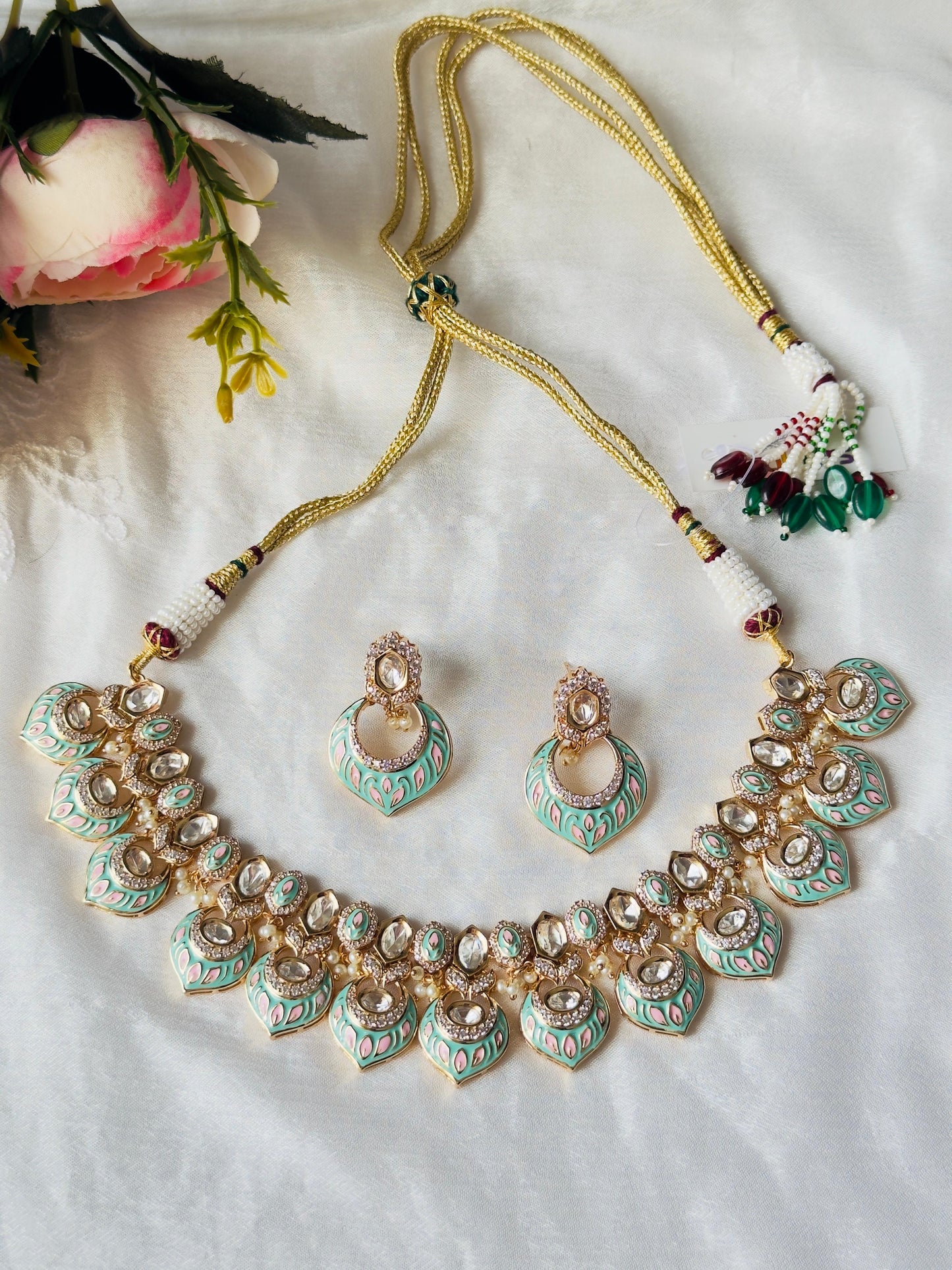 Rishvi Kundan Polki Rajwadi Necklace Set