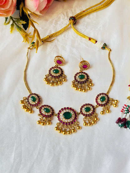 Veda CZ Antique Necklace Set