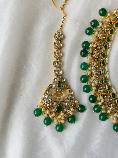 Emerald Nita Kundan Necklace Set