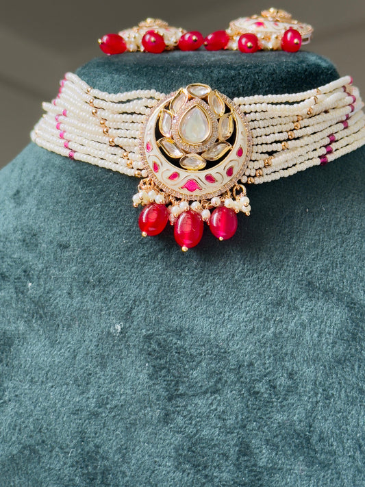 Preeta Polki Meenakari Choker Set