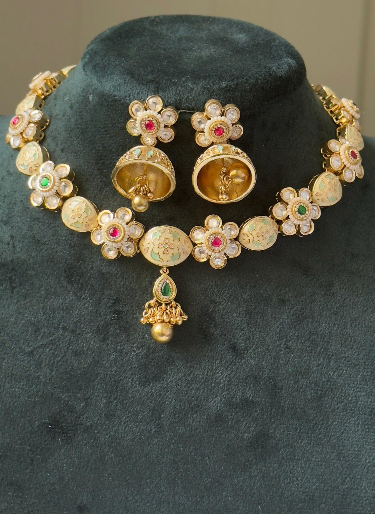 Sarla Meenakari Short Necklace Set