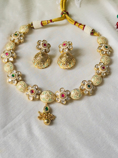 Sarla Meenakari Short Necklace Set