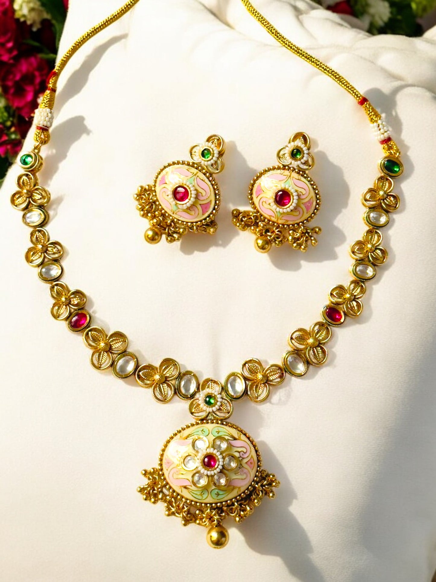 Ashiti Meenakari Kundan Antique Necklace Set