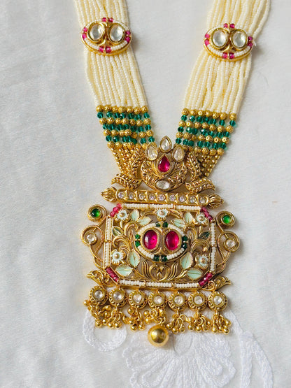 Deepika Meenakari Antique Long Necklace Set