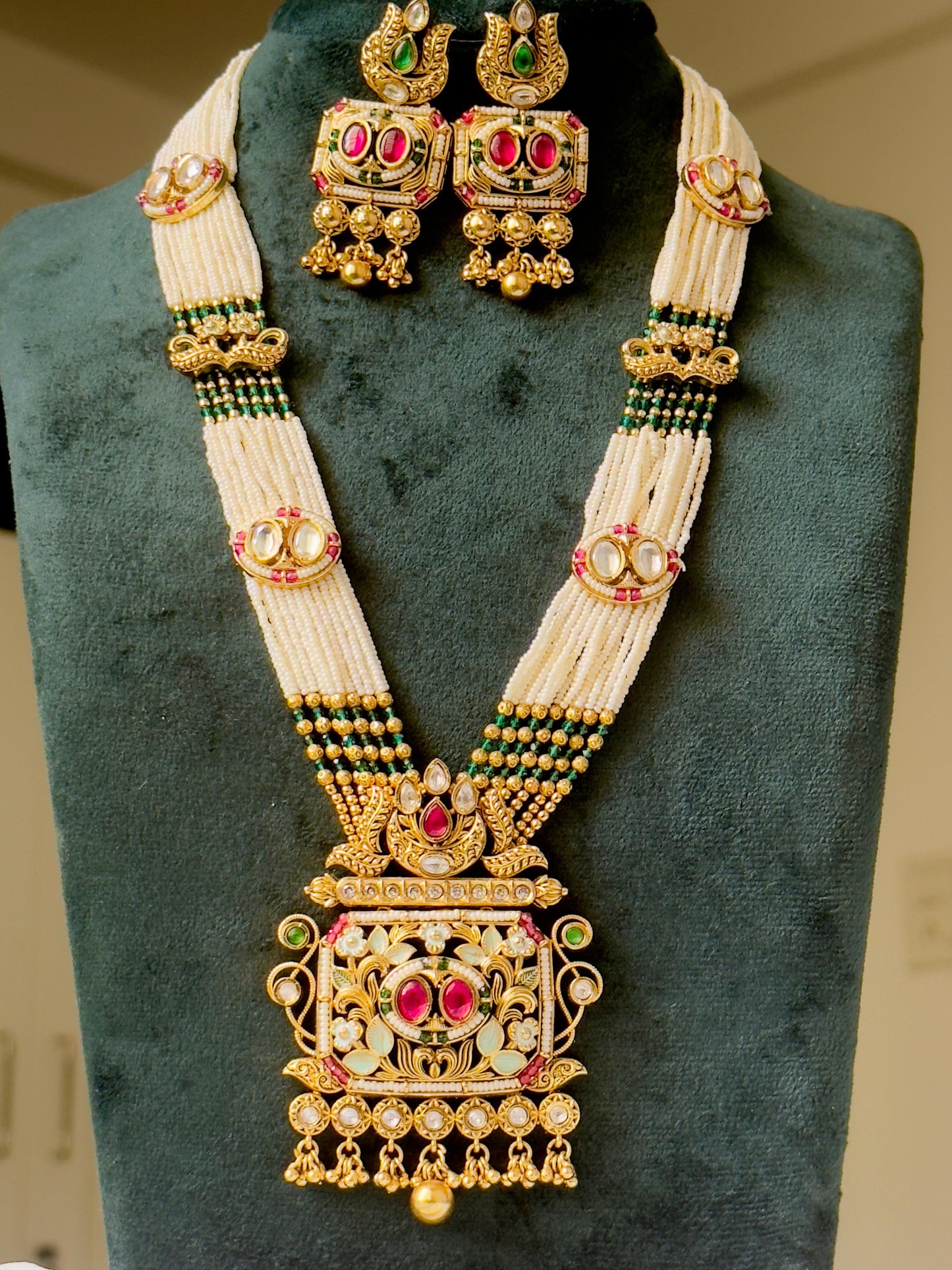 Deepika Meenakari Antique Long Necklace Set