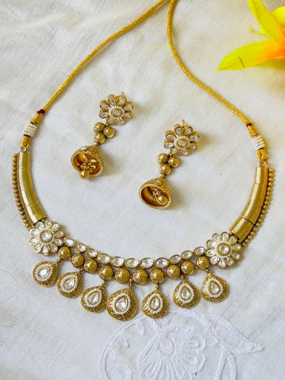 Nawaabi Polki Antique Necklace Set