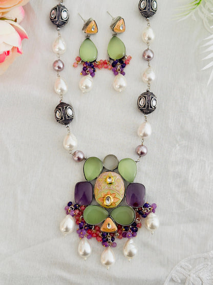 Prisha Pearl Long Necklace Set