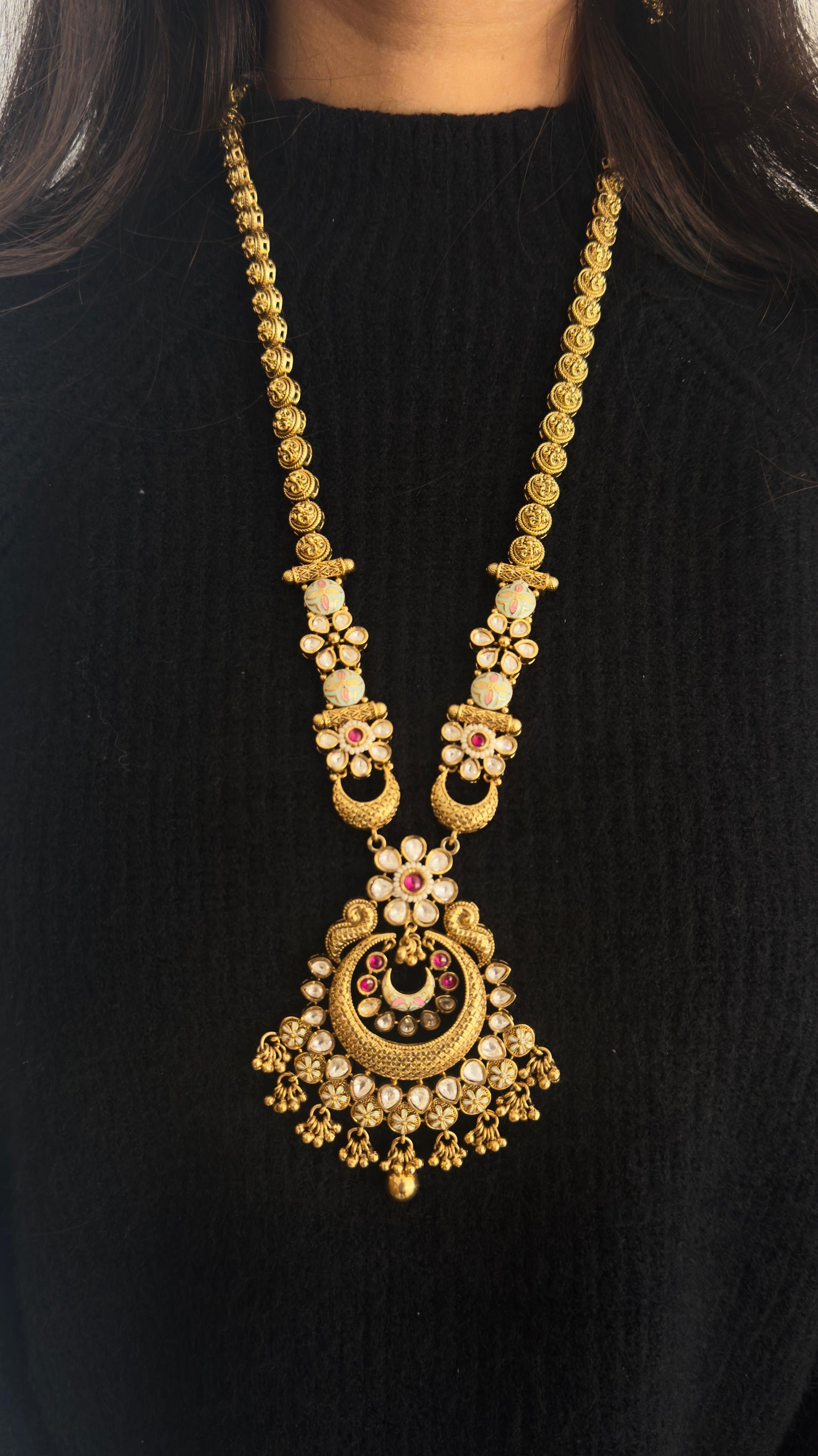 Pratika Meenakari Polki Antique Necklace Set