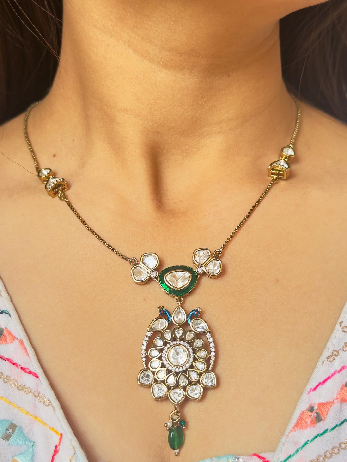 Noor Victorian Polki Necklace Set