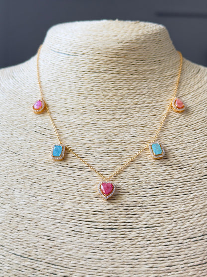 Rainbow Milky Gem CZ Magic Necklace