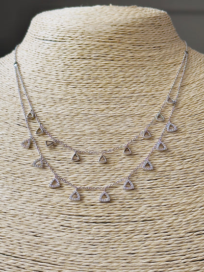 Triangular Cascade Layered CZ Necklace