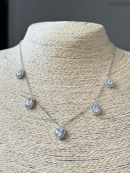 Elegant Five-Stone CZ Station Necklace