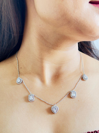 Elegant Five-Stone CZ Station Necklace